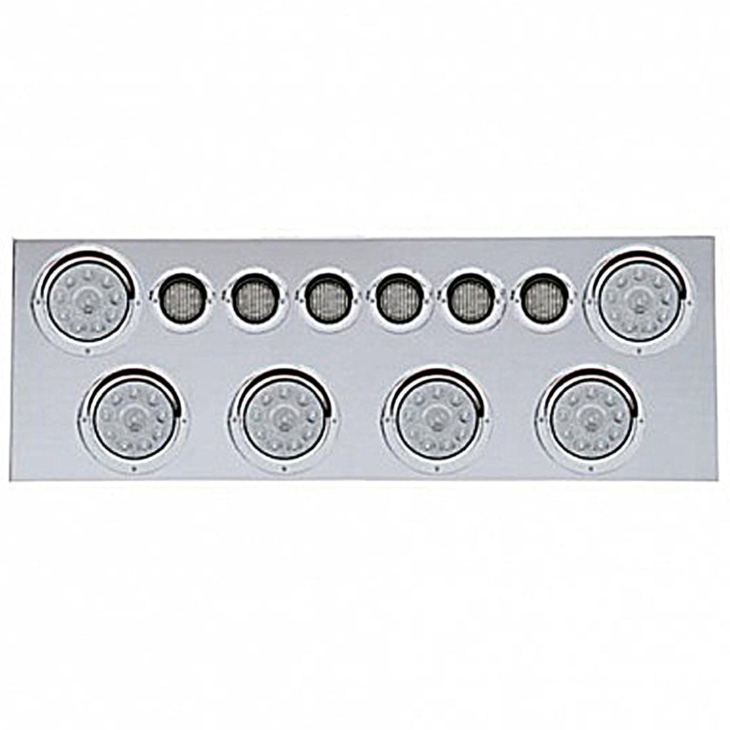 Stainless Steel Rear Center Panel w/ 6 X 10 LED 4" Lights & 6 X 9 LED 2" Lights & Visors