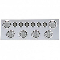 Stainless Steel Rear Center Panel w/ 6 X 7 LED 4" Reflector Lights & 6 X 9 LED 2" Lights & Visors - Red LEDs (Red or Clear Lens)