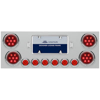 Stainless Steel Center Panel w/ 4 X Red LED 4" Light & 6 X Red LED 2" Lights & Bezels Competition Series - Red LEDs (Red or Clear Lens)