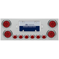 Stainless Steel Center Panel w/ 4 X Red LED 4" Light & 6 X Red LED 2" Lights & Bezels Competition Series - Red LEDs (Red or Clear Lens)