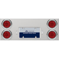 33 3/4" Stainless Steel Rear Center Panel w/ 4 X 7 LED 4" Lights & Bezels Competition Series - Red LEDs (Red or Clear Lens)
