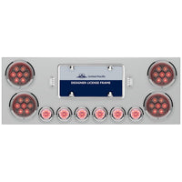 Stainless Steel Center Panel w/ 4 X Red LED 4" Light & 6 X Red LED 2" Lights & Bezels Competition Series - Red LEDs (Red or Clear Lens)