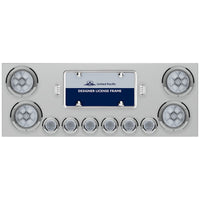 Stainless Steel Center Panel w/ 4 X Red LED 4" Light & 6 X Red LED 2" Lights & Bezels Competition Series - Red LEDs (Red or Clear Lens)