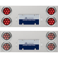 33 3/4" Stainless Steel Rear Center Panel w/ 4 X 7 LED 4" Lights & Bezels Competition Series - Red LEDs (Red or Clear Lens)
