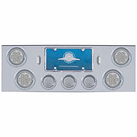 Chrome Rear Center Panel w 4 X 7 LED 4" Reflector Light & 3 X 13 LED 2-1/2" Light & Visor (Red LED - Clear Lens)