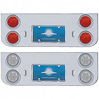 Chrome Rear Center Panel With Four 7 LED 4" Reflector Lights & Visors (Red LEDs - Red or Clear Lens)