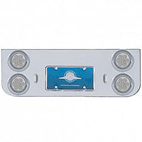 Chrome Rear Center Panel With Four 7 LED 4" Reflector Lights & Visors (Red LEDs - Red or Clear Lens)