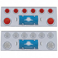 Stainless Steel Center Panel w/ 2 X 7 LED 4" Reflector Light & 6 X 13 LED 2 1/2" Light & Bezel - Red LEDs (Red or Clear Lens)