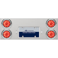 33 3/4" Stainless Steel Rear Center Panel w/ 4 X 10 LED 4" Lights & Bezels - Red LEDs (Red or Clear Lens)