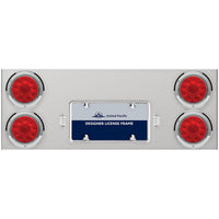 33 3/4" Stainless Steel Rear Center Panel w/ 4 X 10 LED 4" Lights & Bezels - Red LEDs (Red or Clear Lens)