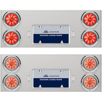 33 3/4" Stainless Steel Rear Center Panel w/ 4 X 10 LED 4" Lights & Bezels - Red LEDs (Red or Clear Lens)