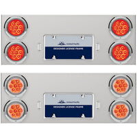 33 3/4" Stainless Steel Rear Center Panel w/ 4X 7 LED 4" Reflector Lights & Bezels - Red LEDs (Red or Clear Lens)