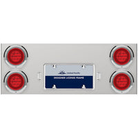 33 3/4" Stainless Steel Rear Center Panel w/ 4 X 21 LED 4" GloLight & Bezels - Red LEDs (Red or Clear Lens)