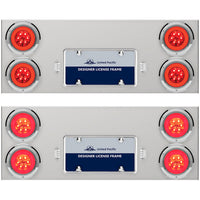 33 3/4" Stainless Steel Rear Center Panel w/ 4 X 21 LED 4" GloLight & Bezels - Red LEDs (Red or Clear Lens)