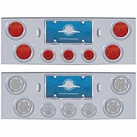 Chrome Rear Center Panel w 4 X 7 LED 4" Reflector Lights & 3 X 13 LED 2-1/2" Lights (Red LEDs - Red or Clear Lens)
