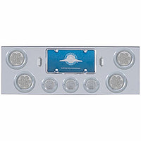 Chrome Rear Center Panel w 4 X 7 LED 4" Reflector Lights & 3 X 13 LED 2-1/2" Lights (Red LEDs - Red or Clear Lens)
