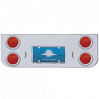 Chrome Rear Center Panel w Four 7 LED 4" Reflector Lights & Bezels (Red LEDs - Red or Clear Lens)