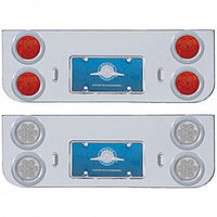 Chrome Rear Center Panel w Four 7 LED 4" Reflector Lights & Bezels (Red LEDs - Red or Clear Lens)