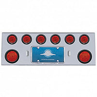 Stainless Steel Rear Center Panel w/ 2 X 7 LED 4" Reflector Lights & 6 X 13 LED 2 1/2" Lights - Red LEDs (Red or Clear Lens)