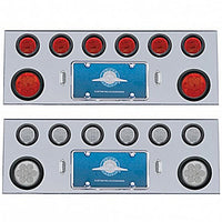 Stainless Steel Rear Center Panel w/ 2 X 7 LED 4" Reflector Lights & 6 X 13 LED 2 1/2" Lights - Red LEDs (Red or Clear Lens)