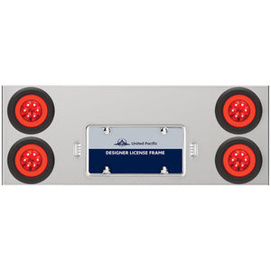 33-3/4" Stainless Rear Center Panel w/ 4 X 21 LED 4" GloLight & Grommets - Red LEDs (Red or Clear Lens)