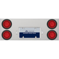 33-3/4" Stainless Rear Center Panel w/ 4 X 21 LED 4" GloLight & Grommets - Red LEDs (Red or Clear Lens)