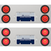 33-3/4" Stainless Rear Center Panel w/ 4 X 21 LED 4" GloLight & Grommets - Red LEDs (Red or Clear Lens)