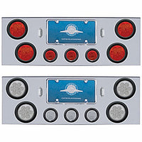 Chrome Rear Center Panel w Four 7 LED 4" Reflector Lights & Three 13 LED 2-1/2" Lights (Red LEDs - Red or Clear Lens)