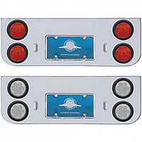 Chrome Rear Center Panel w Four 7 LED 4" Reflector Lights & Grommets (Red LEDs - Red or Clear Lens)