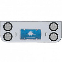 Chrome Rear Center Panel w Four 7 LED 4" Reflector Lights & Grommets (Red LEDs - Red or Clear Lens)