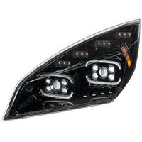Black 10 LED Projector Headlight With LED Sequential Turn & DRL For 2018-2024 Cascadia (Driver or Passenger Side)