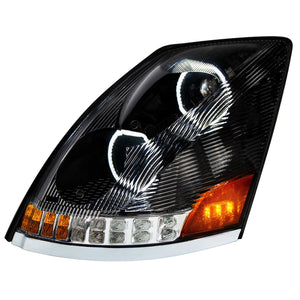 United Pacific - Black 10 LED Headlight For 2003-2017 Volvo VN/VNL (Driver or Passenger Side)