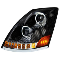 United Pacific - Black 10 LED Headlight For 2003-2017 Volvo VN/VNL (Driver or Passenger Side)