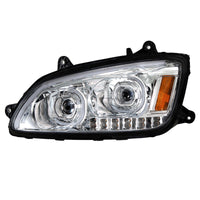 Chrome LED Headlight With LED Turn Signal & LED Position Light Bar For 2008-2017 Kenworth T660 (Driver or Passenger Side)