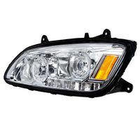 Chrome LED Headlight With LED Turn Signal & LED Position Light Bar For 2008-2017 Kenworth T660 (Driver or Passenger Side)