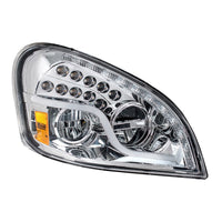 High Power LED Chrome Headlight w/ LED DRL & LED Turn Signal For 2008-2017 FL Cascadia (Driver or Passenger Side)