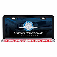 Black License Plate Frame With 14 LED 12" Light Bar - Amber or Red LEDs (Amber, Red or Clear Lens)