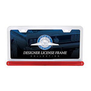 Chrome License Plate Frame w/ 24 LED 12" GloLight Bar - Red LEDs (Red or Clear Lens)