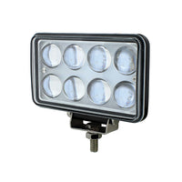 8 High Power LED Rectangular Work Light w/ Chrome Reflector or Projector Lens
