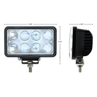 8 High Power LED Rectangular Work Light w/ Chrome Reflector or Projector Lens