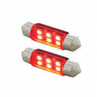 6 SMD High Power Micro LED 6418/6461-36mm Dome Light Bulb - 2-Pack (Amber, Blue, Red or White)