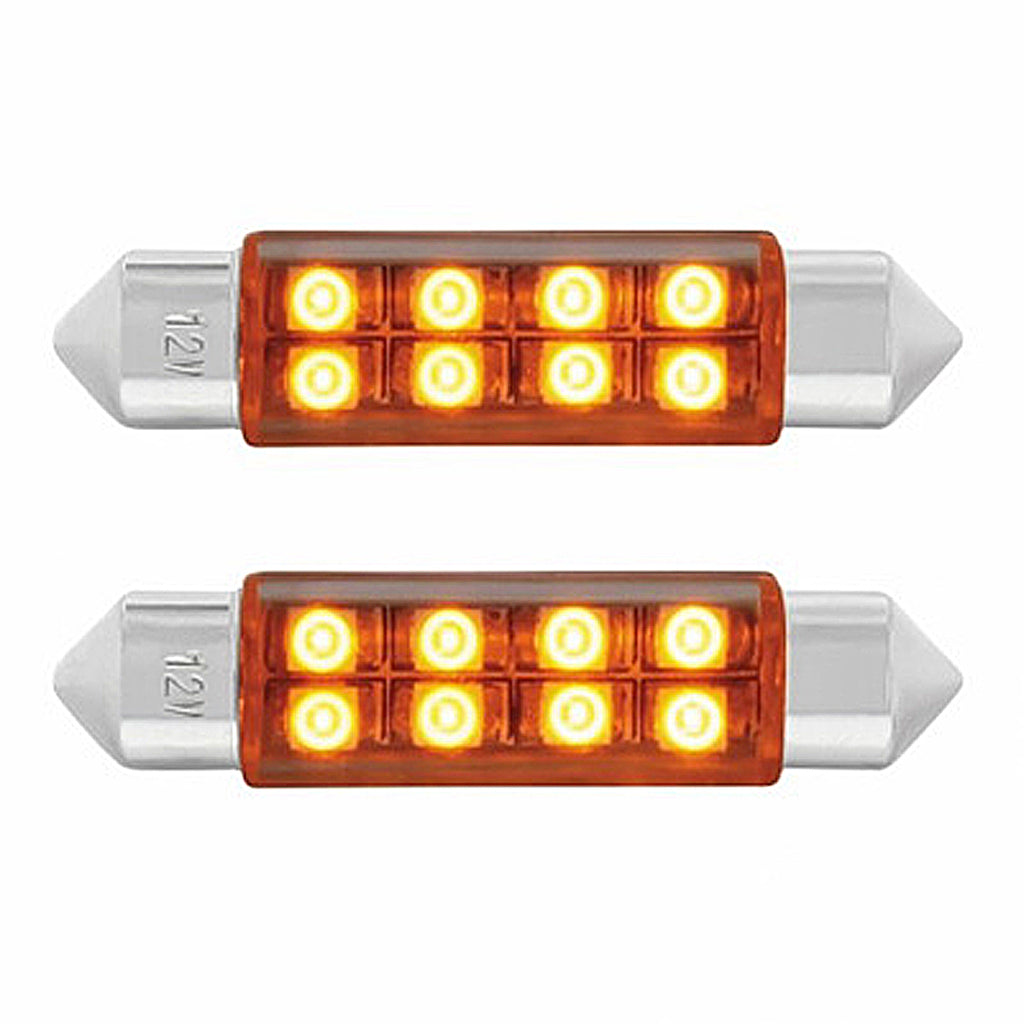 8 SMD High Power Micro LED 211-2 Dome Light Bulb - 2-Pack (Amber, Blue, Red or White)