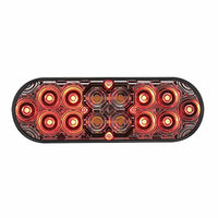 6" Oval Combo Light w/ 14 LED Stop, Turn & Tail & 16 LED Back-Up - Red LEDs (Red or Clear Lens)