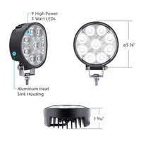 United Pacific - 9 LED High Power 3-7/8" Square or Round Work/Flood Light (White LEDs)
