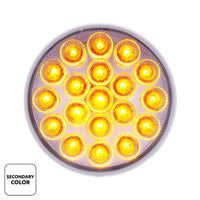 19 LED 4" Round Double Fury Stop, Turn, Tail Light w/ Warning Light - Red & Amber LEDs (Clear Lens)