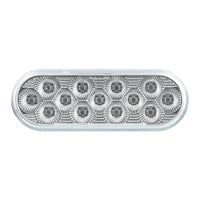 13 LED 6" Oval Double Fury Stop, Turn & Tail Light w/ Warning Light - Red & Amber LEDs (Clear Lens)