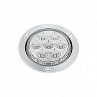 7 LED 4" Round Stainless Steel Flange Stop, Turn & Tail Light - Red LEDs (Red or Clear Lens)