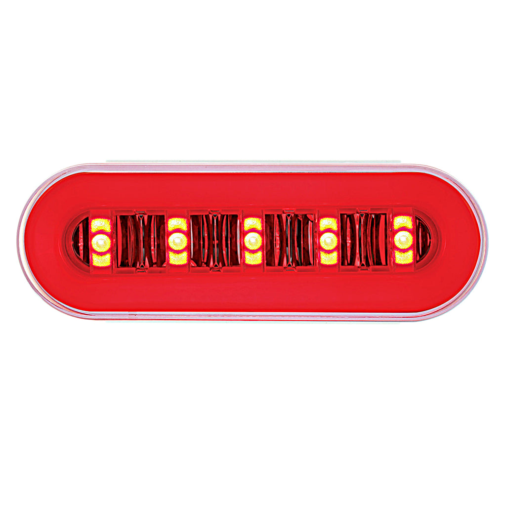22 LED 6" Oval GloLight With Divider Bar Inner Design (Stop, Turn & Tail) - Red or Amber LEDs (Red or Amber Lens)