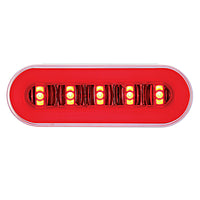 22 LED 6" Oval GloLight With Divider Bar Inner Design (Stop, Turn & Tail) - Red or Amber LEDs (Red or Amber Lens)