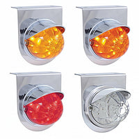 Stainless Light Bracket With 17 LED Dual Function Watermelon Light & Visor - Amber or Red LEDs (Amber, Dark Amber, Red or Clear Lens)